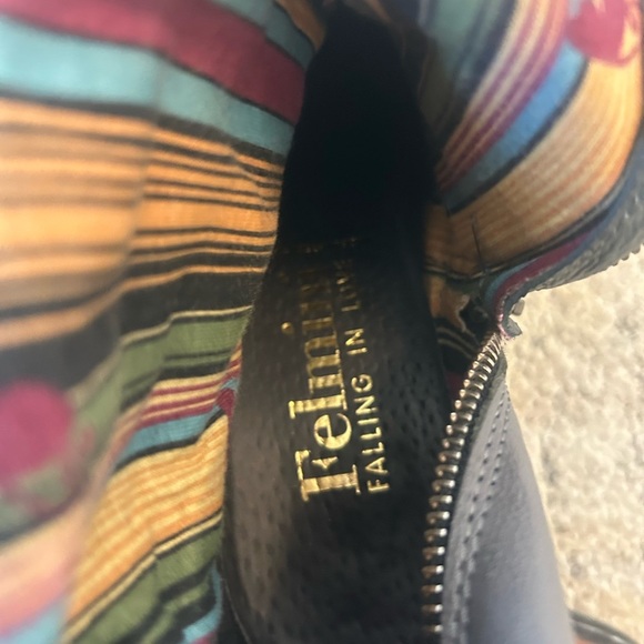 Felmini NWOT box size 38 (7.5) Gray Chunky Block Heel purple reptile accents - Picture 8 of 14